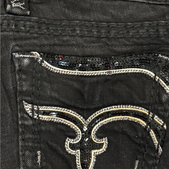 Rock Revival Women's Black Polly Flare Dark Low Rise Jeans, Size 26. - Picture 12 of 13